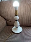 Vintage Hobnail Milk Glass Boudoir Night Light Table Lamp 11 In. Tall