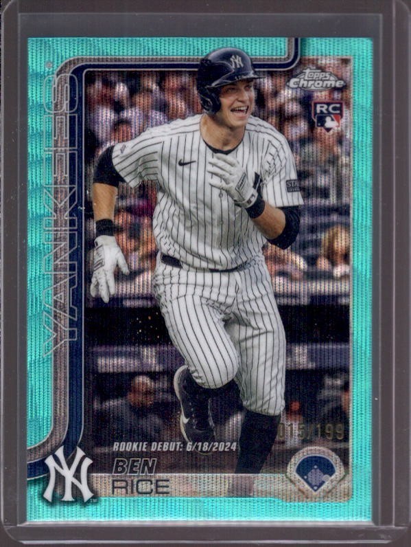 BEN RICE 2025 Topps Chrome Update #USC138 Aqua Wave Refractor Rookie RC #015/199