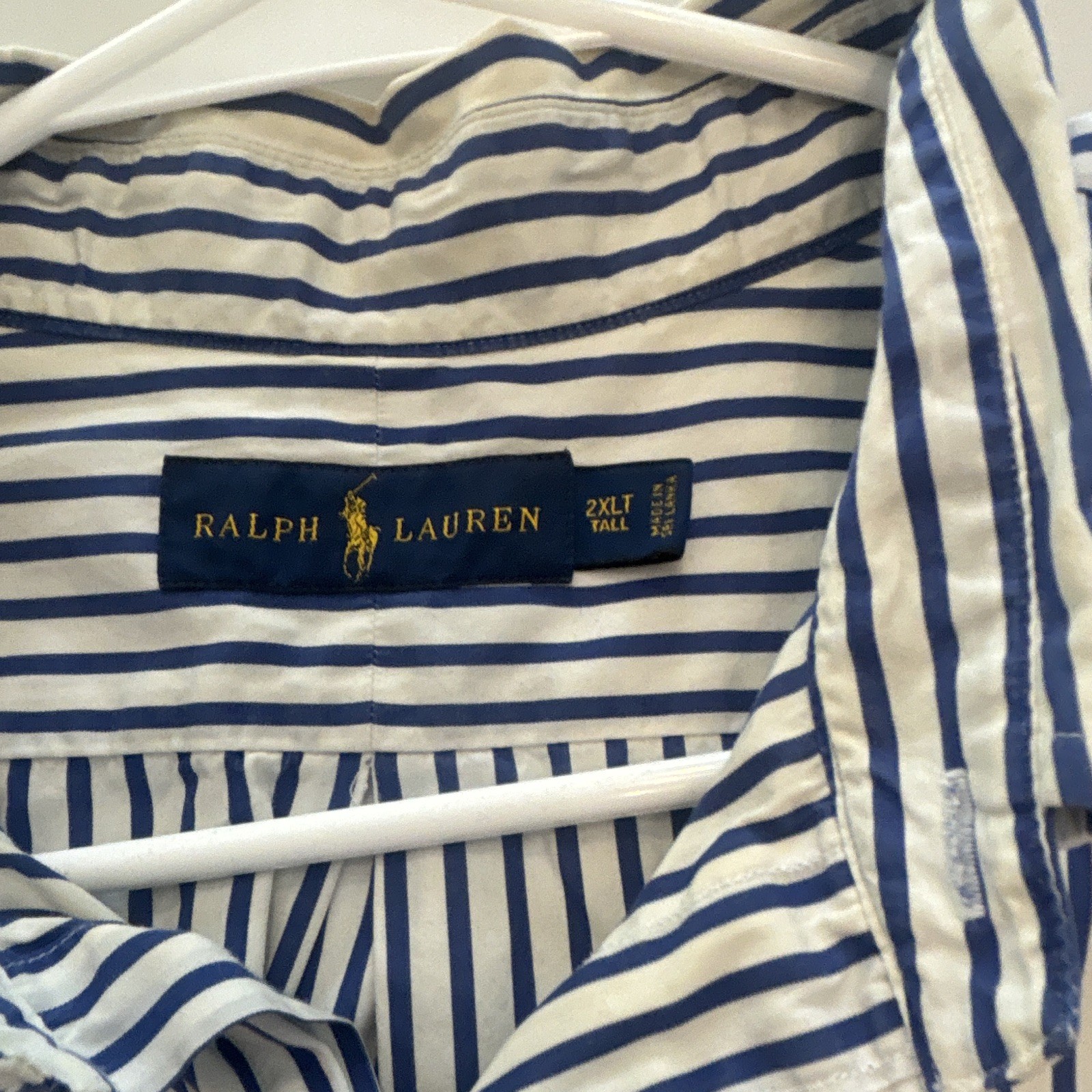 Ralph Lauren Men's 2XLT Big & Tall Blue/White Striped Button-Down Shirt ...