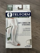 NEW TRUFORM 0810WH L Anti-Embolism Open Toe Thigh High 18mmHg (White) Large