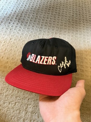 VTG Portland Trailbalzers Cylde Drexler Snapback Hat NBA AJD Black Red USA