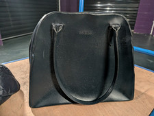Vintage Ravello Navy Leather Zip Handbag Double Handles