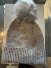Barbour International Women's Grey Knit beanie/bobble Hat.