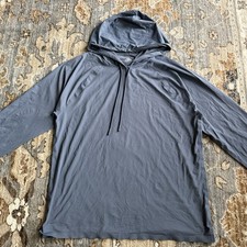 Alo Hoodie Men  s Blue Idol Long Sleeve Hoodie Stretch Athletic Lightweight Large