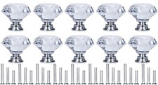 10 Pack Drawer Knobs Diamond Shaped Crystal Glass 30mm Cabinet Knobs Pull Handle