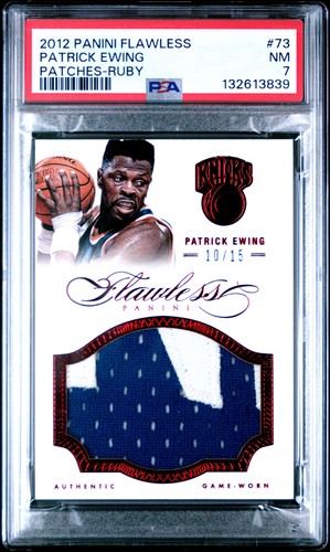 2012-13 Flawless Patch Auto Ruby GAME WORN 10/15 Patrick Ewing Auto PSA 7 R6220J