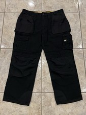 Mens 40X30 CAT Caterpillar Pants Black Carpenter pouch C172 Cordura Work Pockets