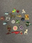 Vintage Mixed Lot 20 Costume Jewelry Pins & Brooches Animals Cardinals Dog Deer