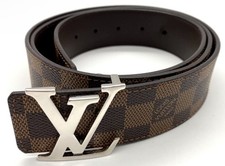Louis Vuitton Brown Pattern Belt with Silver LV Buckle 34/36