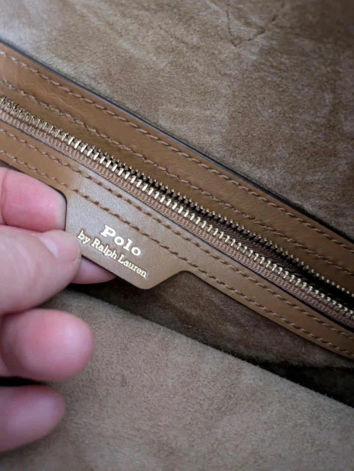 Authentic Ralph Lauren Polo ID  Leather  Tan Bag  - Image 4 of 4