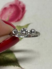 Preowned 18ct White Gold Diamond Trilogy Ring, UK L 1/2 US 6 Engagement ring