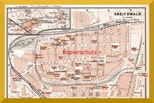 Greifswald +original Stadtplan von 1914+ Eldena, Wieck, Ladebow, Wackerow