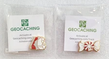 Christmas Candy Micro Geocaching Geocoin Set of 2 White Chocolate & Peppermint
