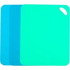 Flexible Plastic Cutting Mats Kitchen Set 3 Color Coded Chopping Boards