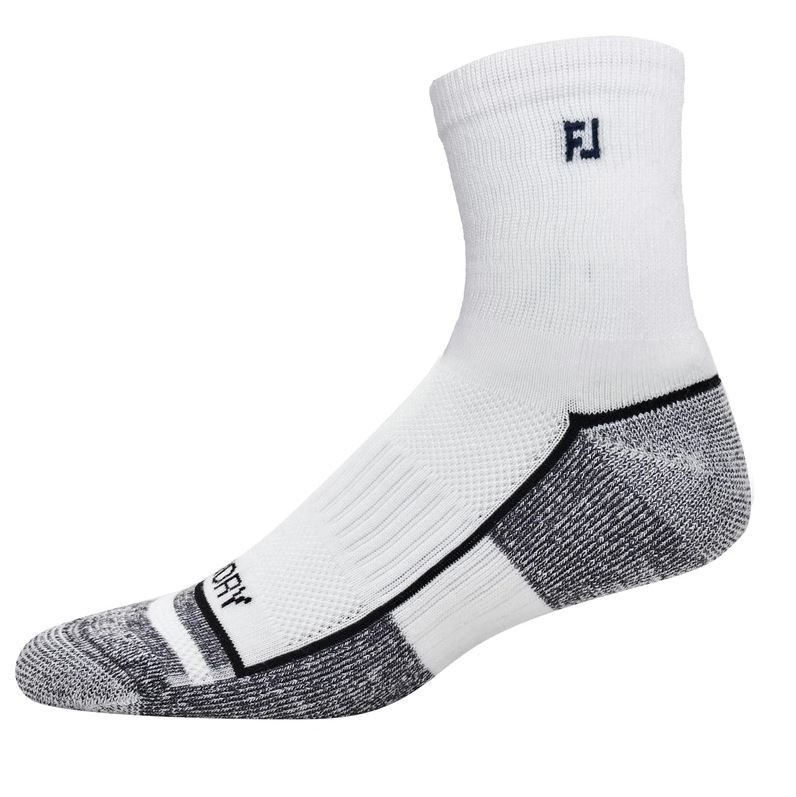 New FootJoy  Men's ProDry Quarter Socks  White 2-Pack  Fits Shoe Size 7-12