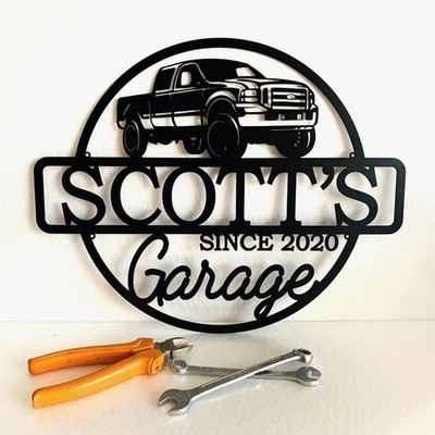 Personalized Metal Car Garage Sign Custom Name Mechanic Workshop Your Design