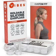 Vibes Silicone Ear Plugs Waterproof Moldable Gel Noise Blocking 6 Pairs