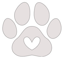 Vinyl Decal, Paw/Heart, Reflective Light Gray, Various Sizes, Indoor/Outdoor