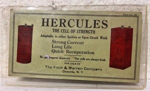 Vintage 1915 HERCULES batteries INK BLOTTER ~ National Carbon Co. Cleveland Ohio