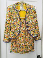 Vintage Valentino Yellow Multicolor Printed Skirt Suit