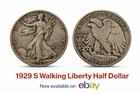 1929 D Walking Liberty Half Dollar 90 % Silver