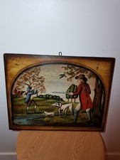 Plaque Bois Ancienne Peinte Signée R.Simonetto