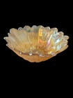 Vintage Indiana Glass Orange Iridescent Carnival Glass Flower Bowl 7.5" X 2.5"