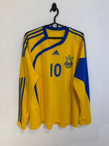 UKRAINE NATIONAL TEAM ADIDAS HOME FOOTBALL JERSEY LONGSLEEVE 2009/2010 SIZE M/L
