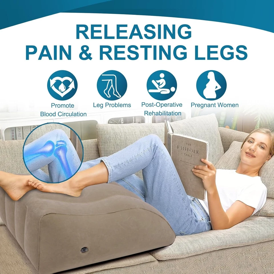 Almohada de elevación de piernas inflable, almohada de cuña para dormir, almohada de cuña portátil Foto 2 de 4