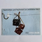 Zeiss Ikon Wiadomości i nowości Photokina 1963, składana broszura 12 stron