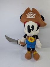 DISNEY PARKS 9" PLUSH STUFFED DOLL MICKEY MOUSE PIRATE WITH SWORD