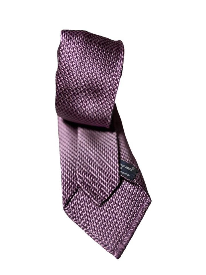 Gravata de seda geométrica rosa Finamore Napoli 1925 escritório profissional negócios - Imagem 3 de 4