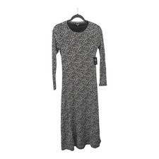 Express NWT Dress Size XS Long Stretch L/S Black White Spots