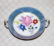 Old Noritake Floral Compote Luster Hand Painted with Handle Ceramic Rare Japan