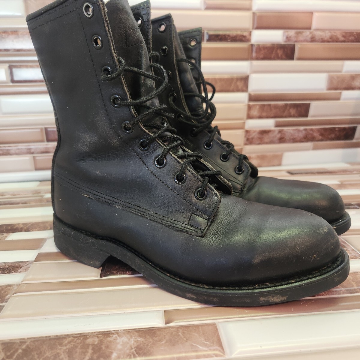 Addison Shoe Company Military Flight Boots Steel Toe Black