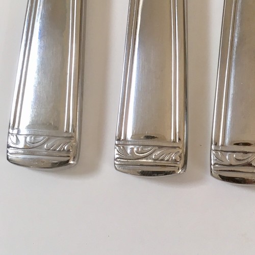 Lenox Landmark Platinum 4-Modern Solid Knives Stainless Band Scroll 9 1/4" - Picture 3 of 4
