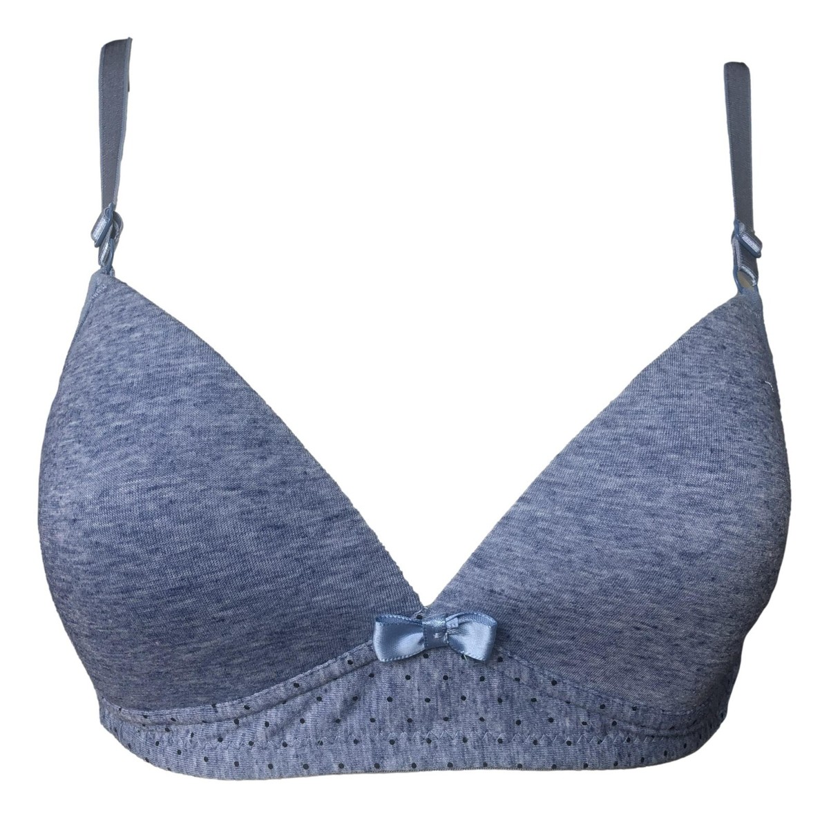 Soutien-gorge En Coton Bleu à Fines Bords Fleuris - Taille 75A - Sans Armature, Style Balconnet - Neuf Avec étiquettes