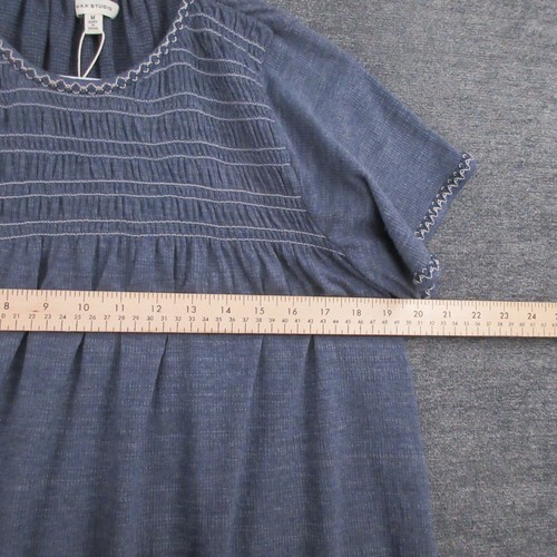 Max Studio Dress Womens M Blue Short Flutter Sleeve Shift Dress Stretch - 第 6/12 張圖片