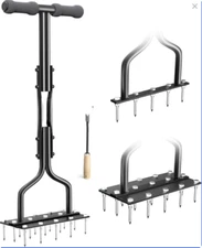 Lawn Aerator, Lawn Spike Aerator Manual Tool with 15 Pieces Solid Steel Spikes