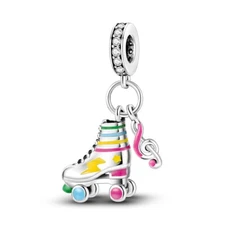 MULA Pink Night Light Pulley DIY Charm CZ Fit Women Braceles 925 Sterling Silver