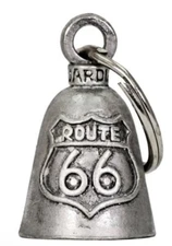 ROUTE 66 BIKER GUARDIAN BELL with a velvet pouch. (BEA-1092) NEW!
