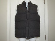 BANANA REPUBLIC Men's Gray Plaid Zipper  Button Insulated Puffer Vest M EUC