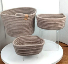 Target 3 Woven Cotton Round Rope Multi-Use Storage  Draw Bin Baskets Read