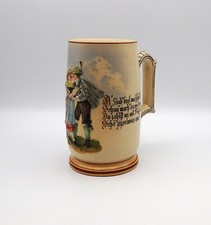 alter Bierkrug - Bierseidel - Keramik - mit Spruch und Relief