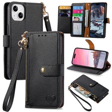 Lovely Leather Zipper Crossbody Wallet Flip Card Case Phone Cover For Cell Phone