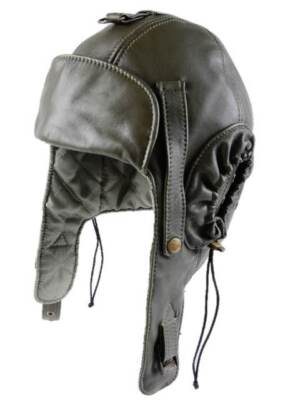 Leder Cabriomütze Pilotenmütze Ledermütze Fellmütze Fell Trapper Leather Cap