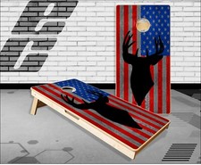 American Flag Buck Cornhole Boards Bean Bag Toss Game