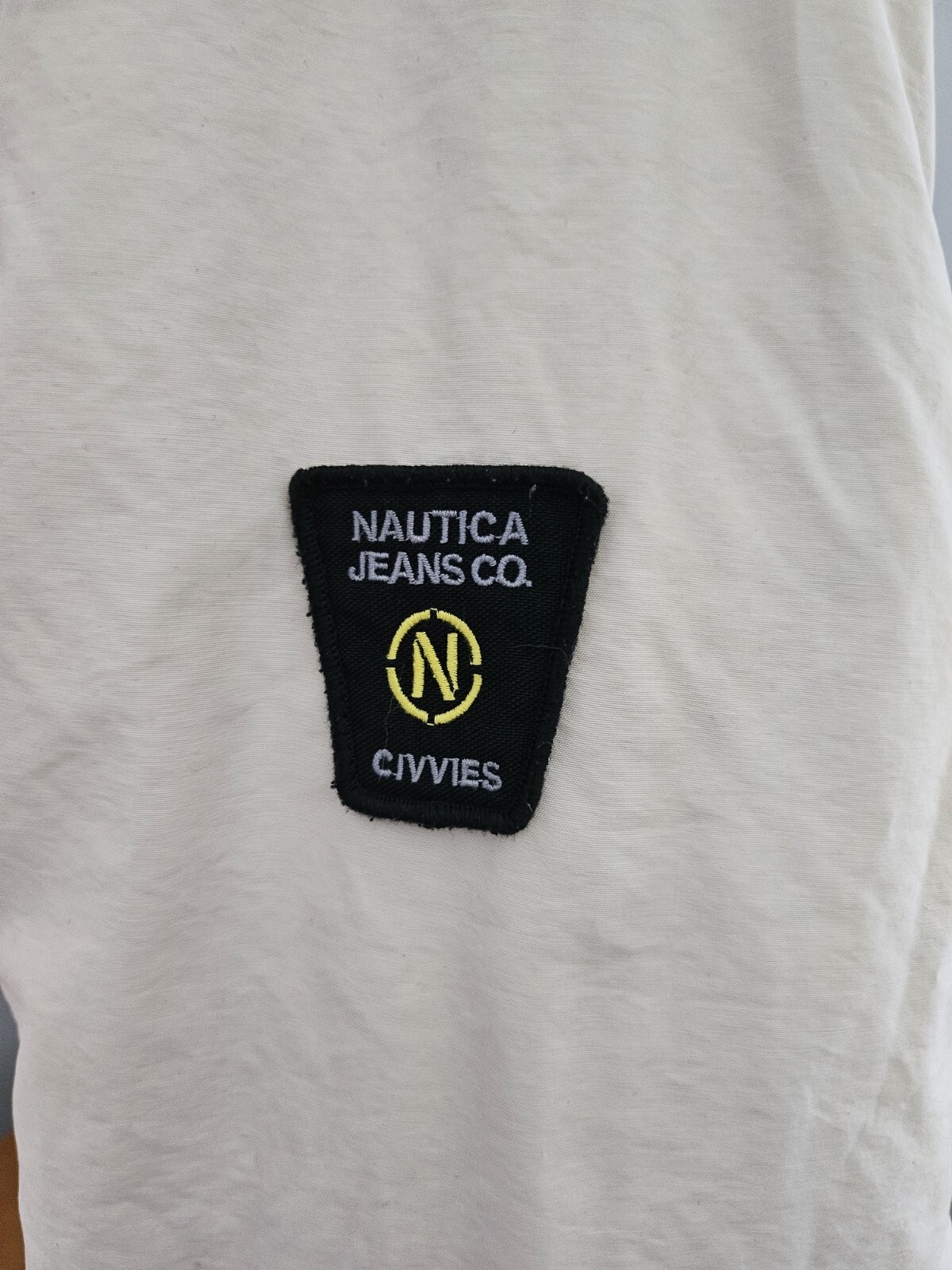 Nautica Off-White Hidden Hood Winter Down Feather Puffer Coat Jacket Mens Medium image 7