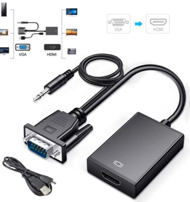 VGA To HDMI Converter 1080P HD Adapter With Audio Cable For HDTV PC Laptop TV