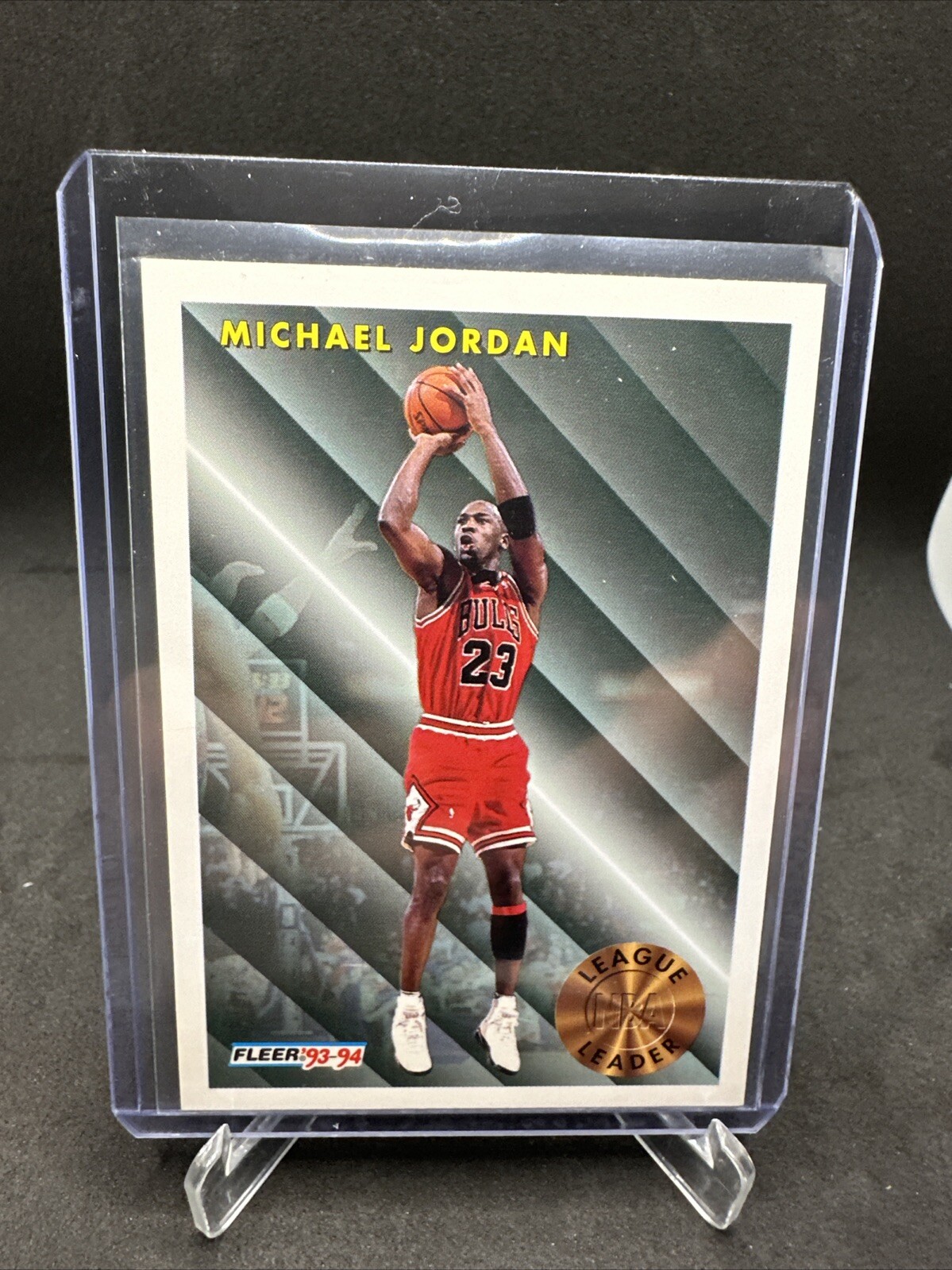 Michael Jordan 93-94 Fleer NBA LEAGUE LEADER Chicago Bulls Basketball Card #224